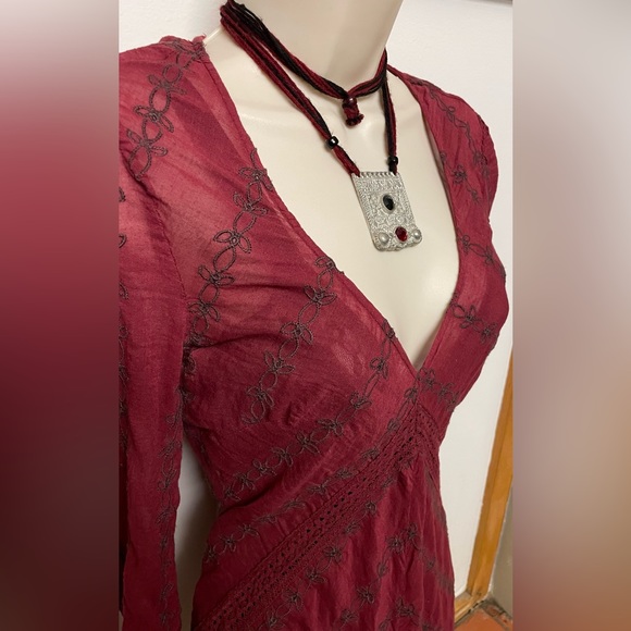 Rare!! Vintage Free People "Sandcastles in the Sky” Maxi embroidered dress (XS) - Picture 7 of 16